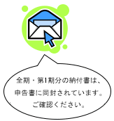 全期・第1期分の納付書は、申告書に同封されています。ご確認ください。