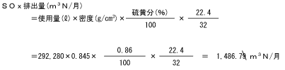 燃料がＡ重油で、月間使用量292,280ℓ、密度0.845g/cm³、硫黄分0.86％の場合