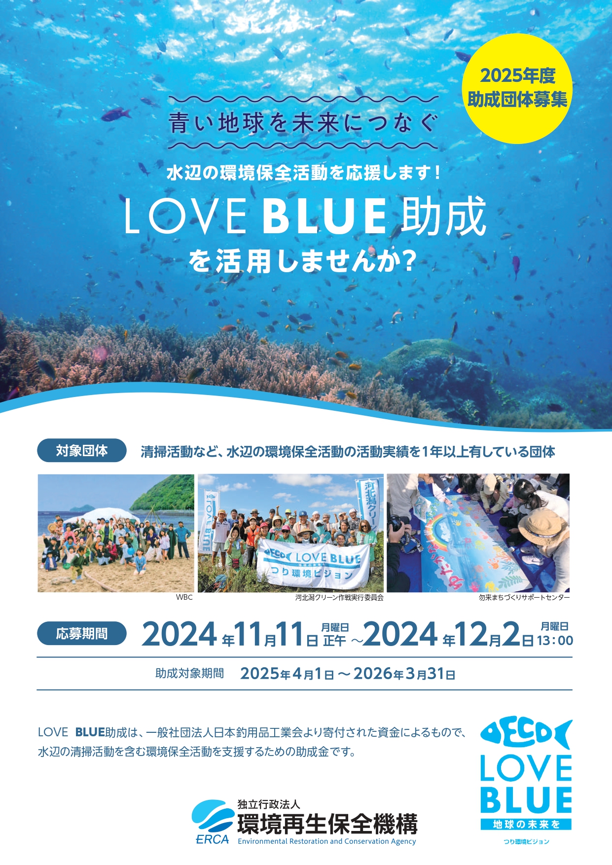 2025年度LOVE BLUE助成案内チラシ画像
