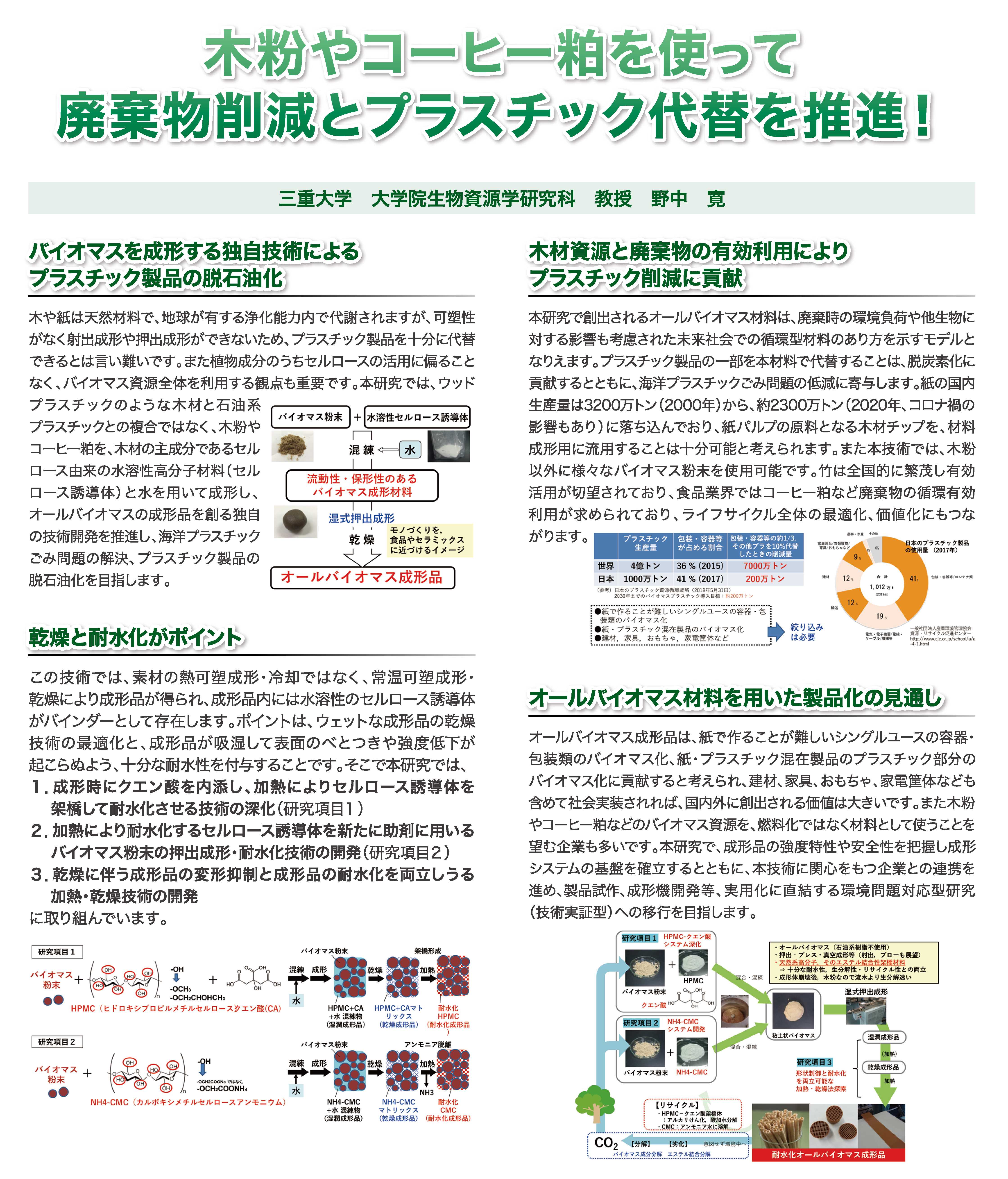 ⽊粉やコーヒー粕を使って廃棄物削減とプラスチック代替を推進画像