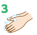 3.手のひらを洗います。