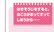 はきそうじをすると、ほこりがまってすってしまうから……