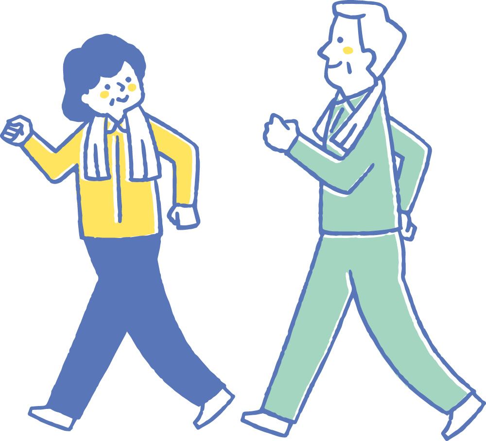 ウォーキングを楽しむ男女のイラスト