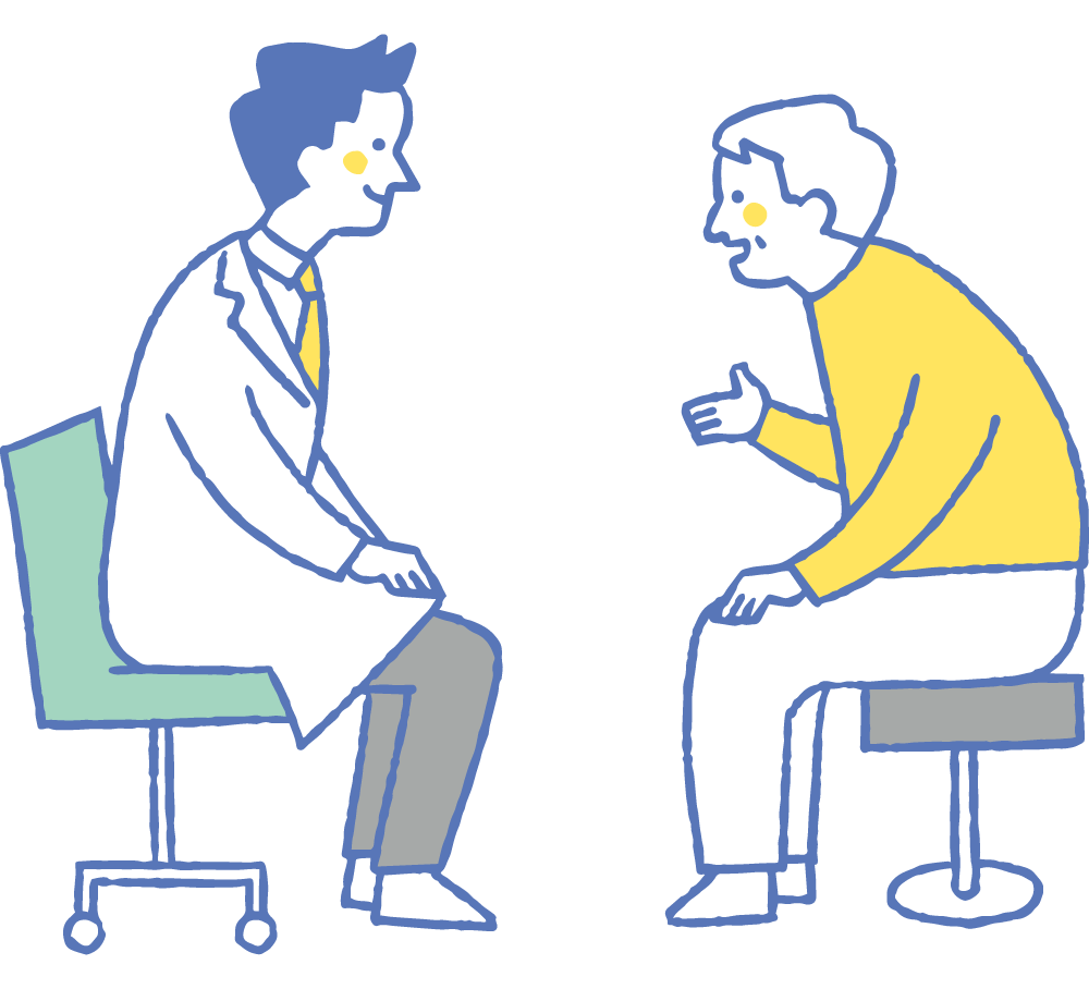 医師と話をする様子のイラスト