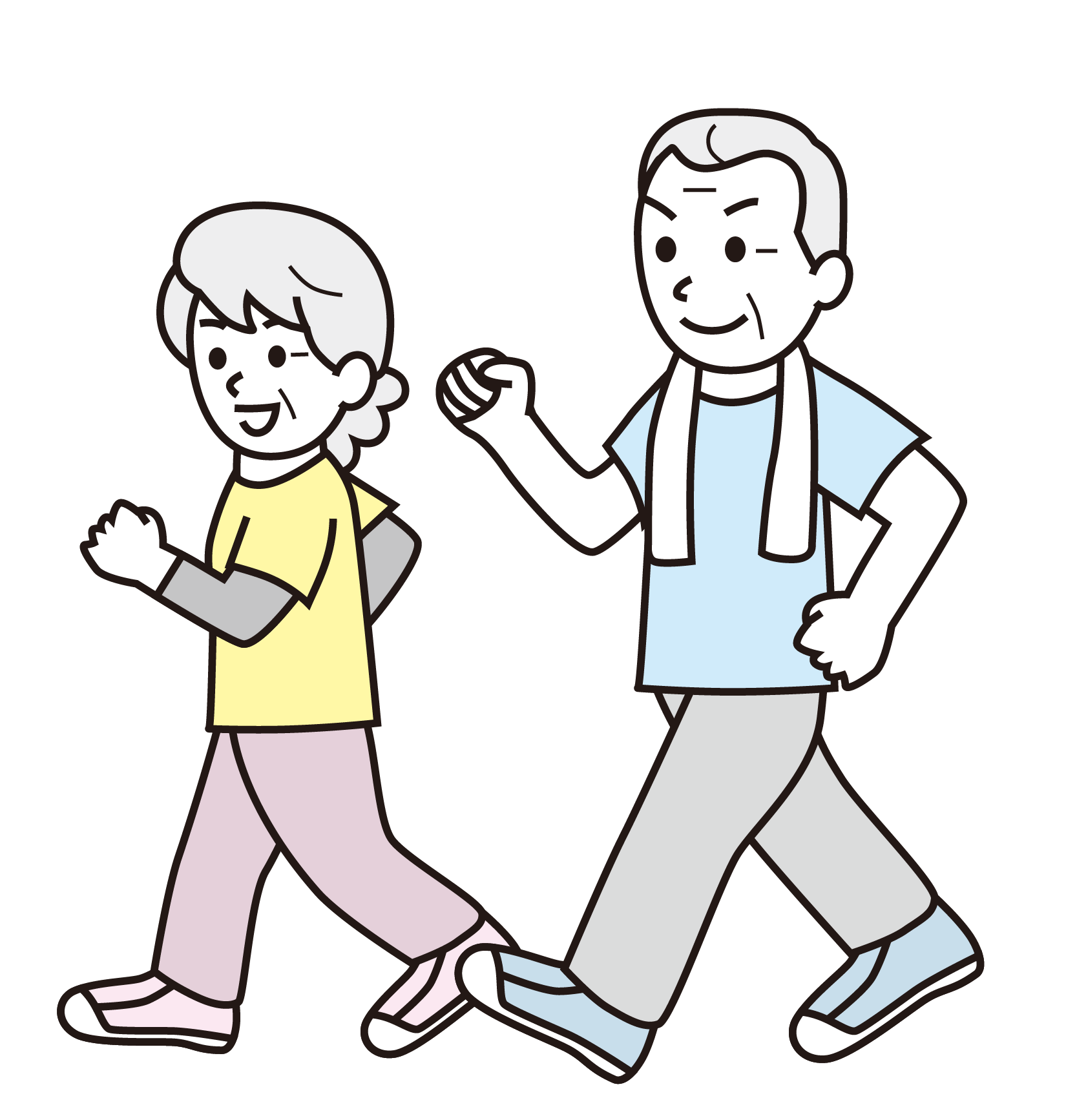 イラスト　散歩する男女のイラスト