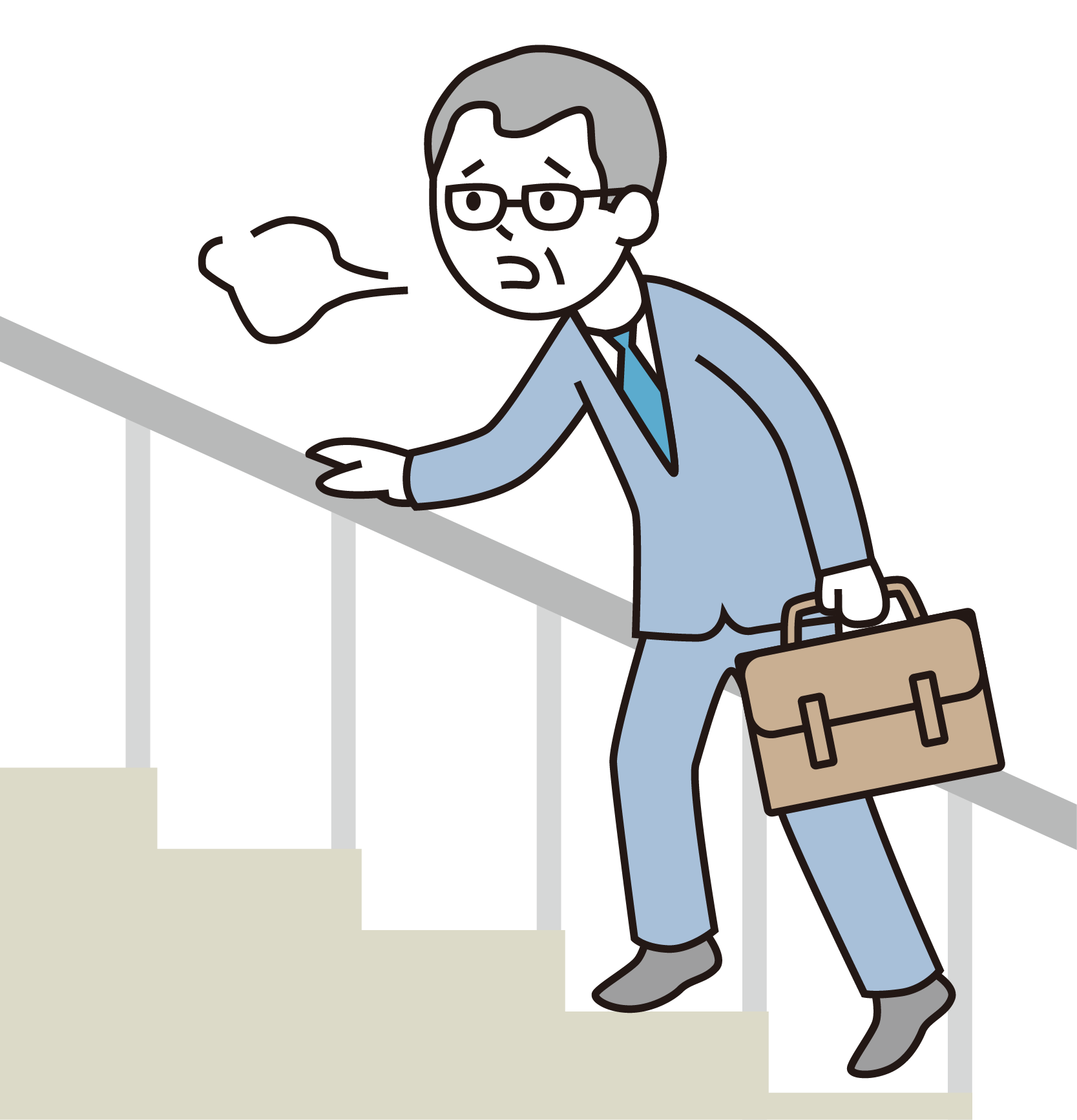 イラスト　階段を登る男性のイラスト
