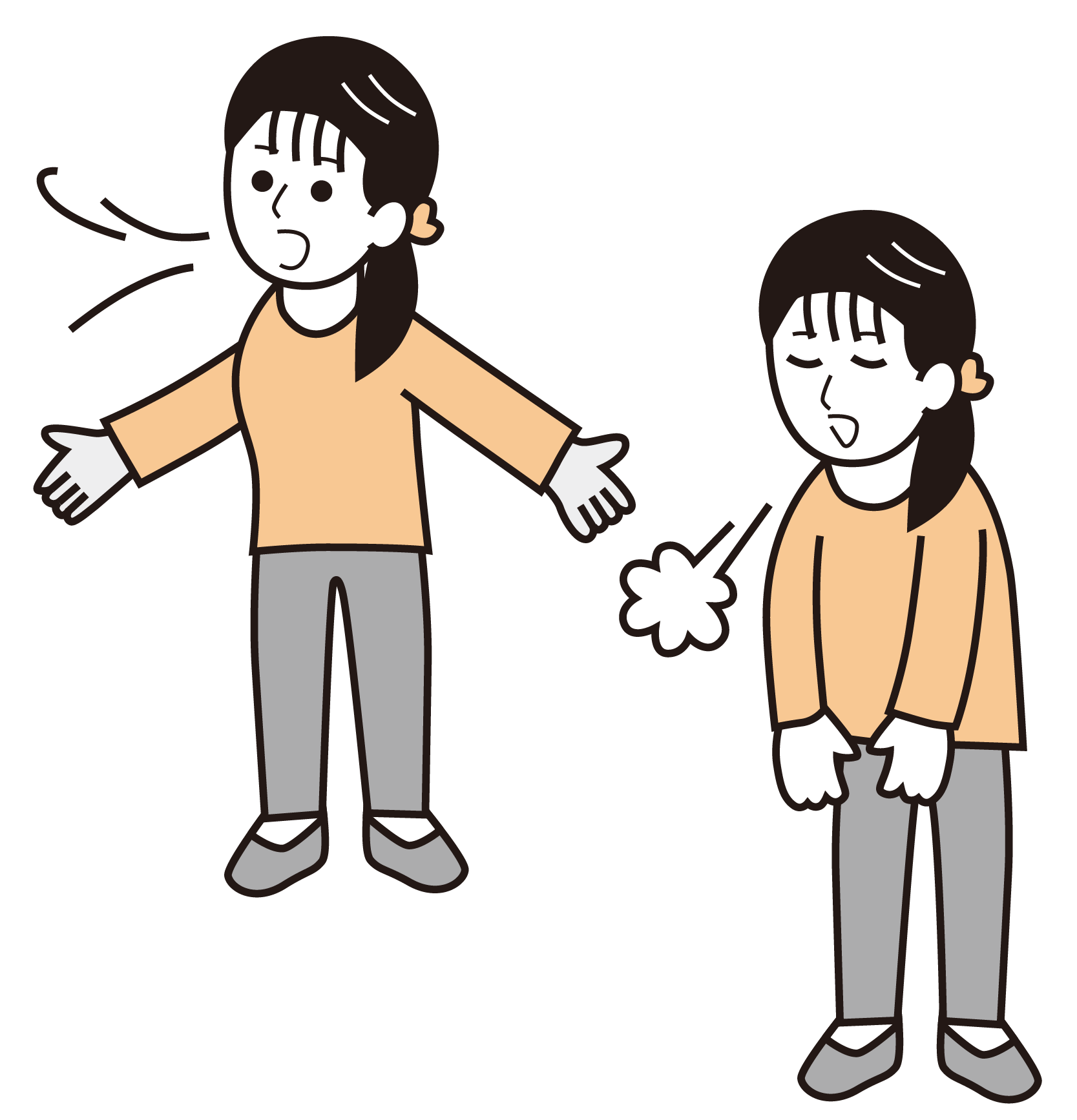 イラスト　深呼吸する女性のイラスト