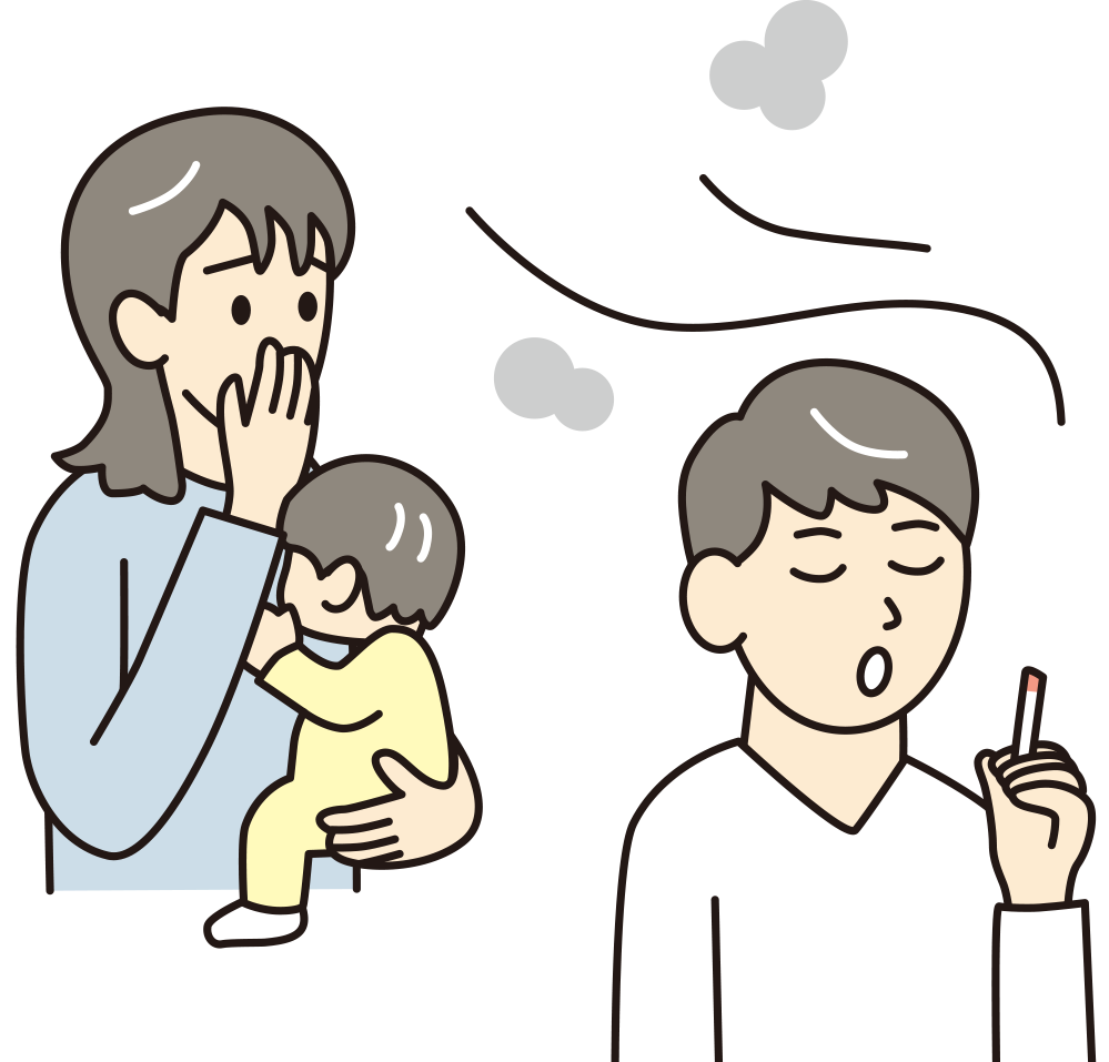 イラスト　有害物質が肺胞を破壊