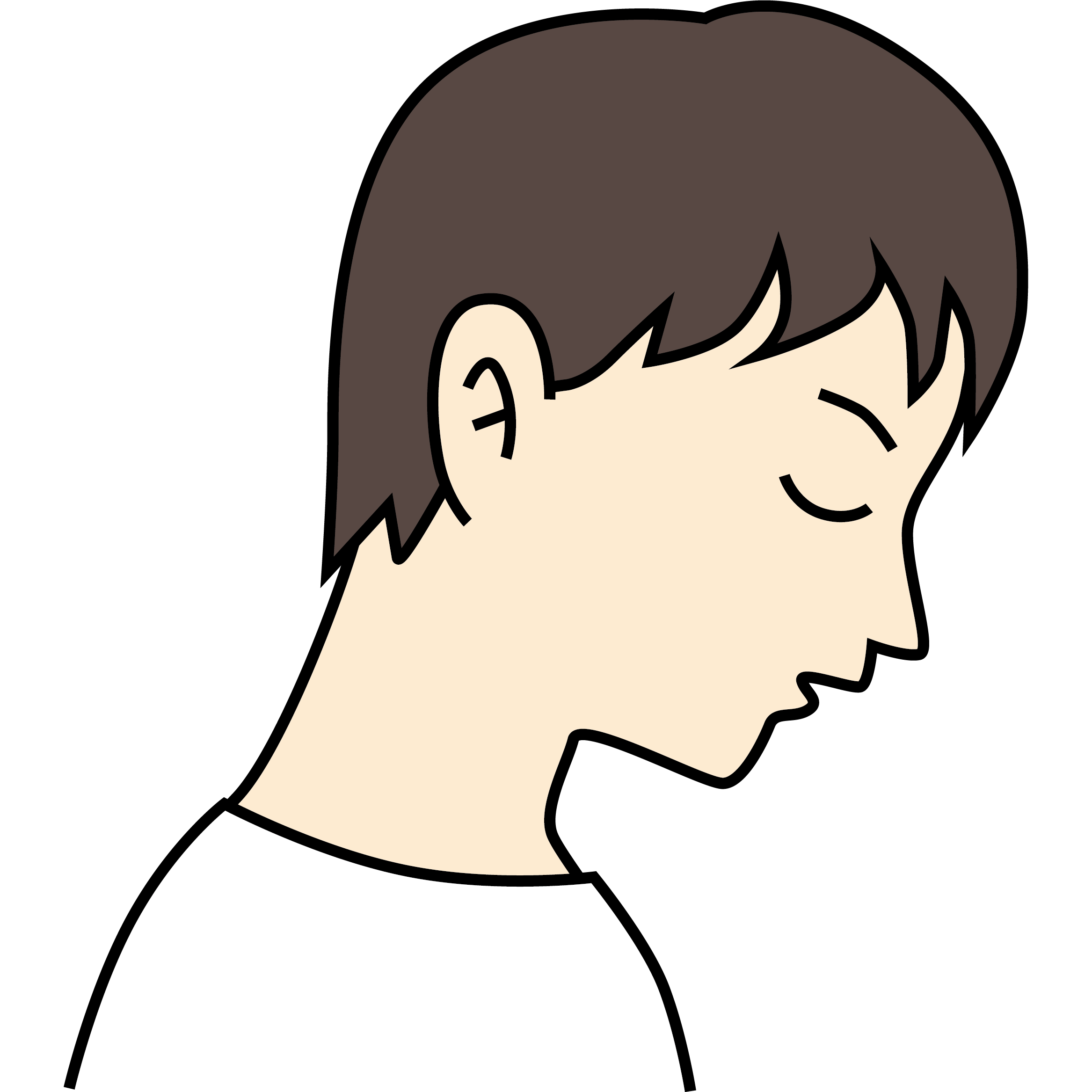 イラスト2　顎を胸に近づけた状態で嚥下